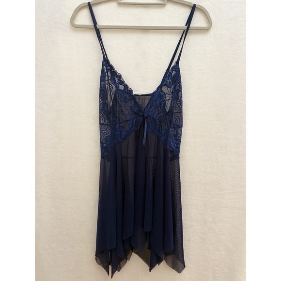 Avidlove Other - AvidLove Sexy Sheer Navy Blue Lace‎ Babydoll Gown Lingerie XL Fairy Whimsigoth